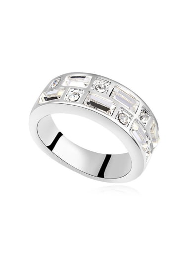 Simple austrian Crystals Platinum Plated Alloy Ring