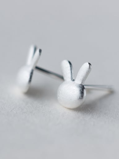 S925 silver lovely small rabbit stud cuff earring