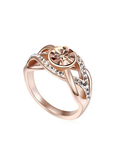 Fashion Cubic austrian Crystals Champagne Gold Plated Ring