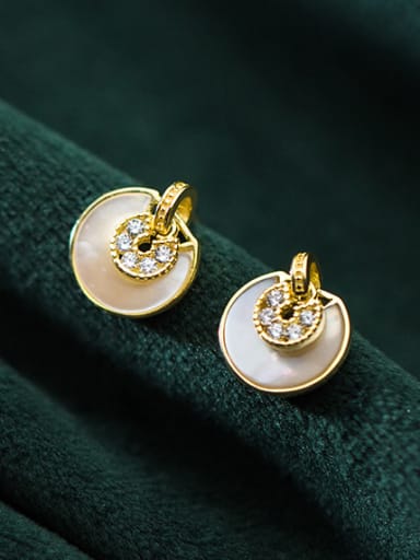 925 Sterling Silver With Gold Plated Classic Round Stud Earrings