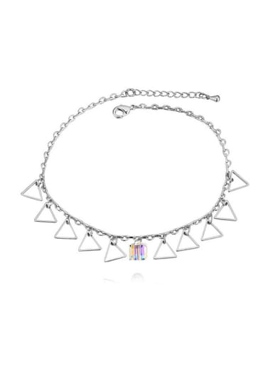 Simple Hollow Triangle Cubic austrian Crystal Platinum Plated Anklet