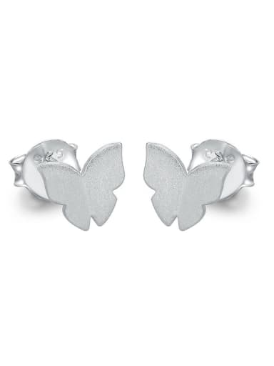 Simple 925 Sterling Silver Little Butterfly Stud Earrings