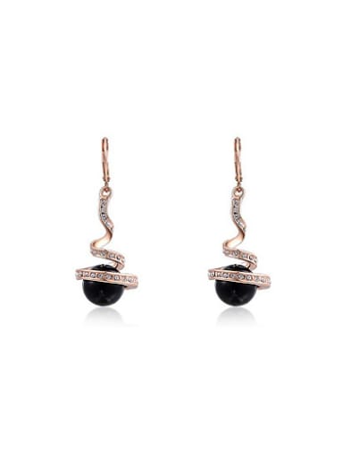 Fashionable Black Pearl Geometric Shaped Drop Earrings