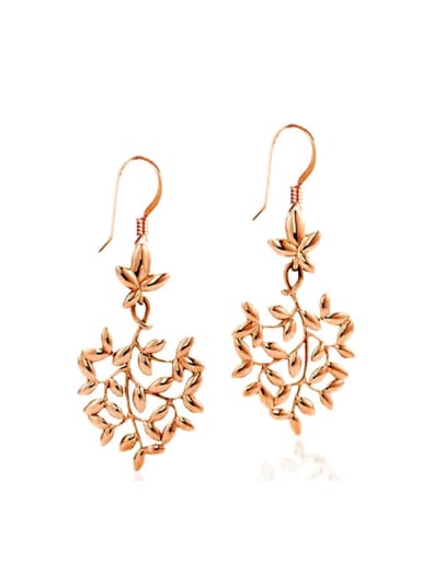 Rose Gold  Plated Leaves-shape Fashion Drop Earrings