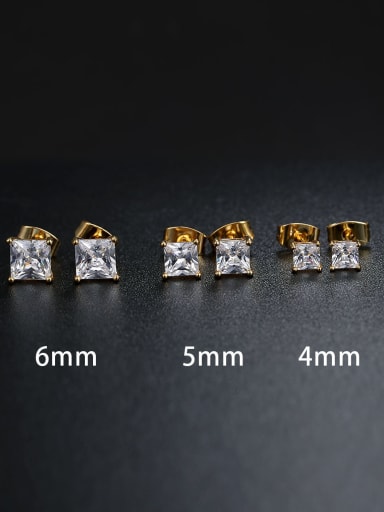 Sterling Silver Square zircons 3MM 4MM 5MM 6MM studs