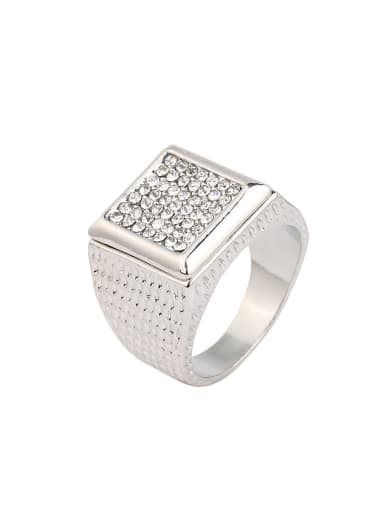 Personalized Cubic Crystals Silver Plated Alloy Ring