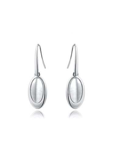 Exquisite Platinum Plated Geometric Shaped Drop Earrings