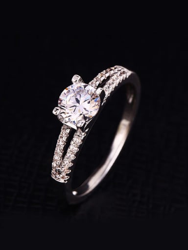 2018 Copper Alloy White Gold Plated Simple style Zircon Engagement Ring