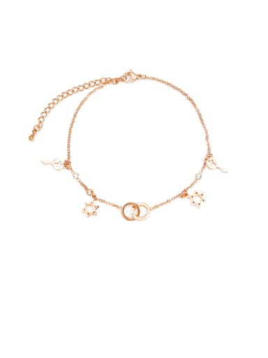 Titanium With Rose Gold Plated Fashion Six-Star Key   Anklets