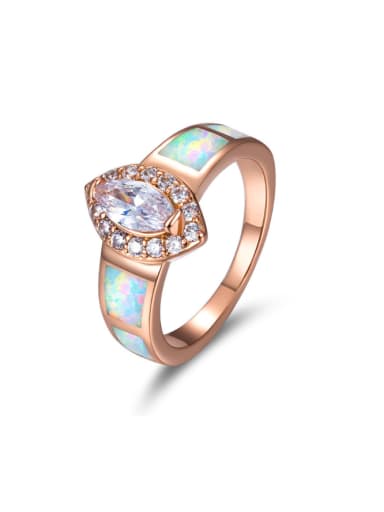 Colorful Opal Zircons Rose Gold Plated Women Ring