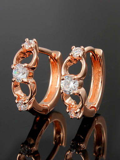 Elegant Rose Gold Plated White Zircon Clip Earrings