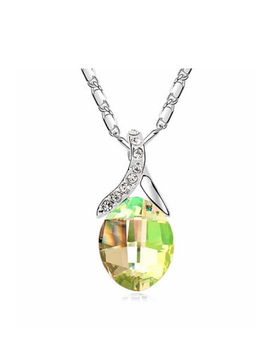 Simple Oval austrian Crystal Platinum Plated Alloy Necklace