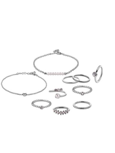 Alloy White Gold Plated Simple style Jewelry Set