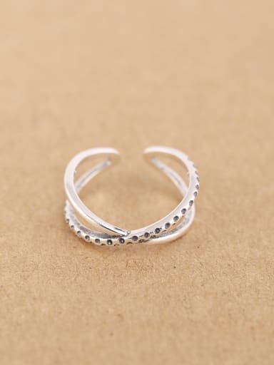 Simple Silver Cross Opening Midi Ring