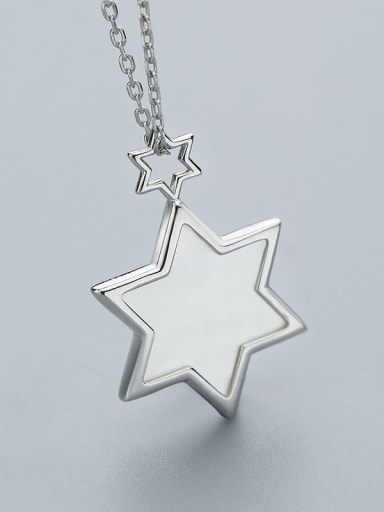 Fashion White Shell Star Pendant 925 Silver Necklace