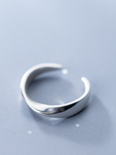 925 Sterling Silver With Silver Plated Simplistic Irregular Glaze Free Size Rings