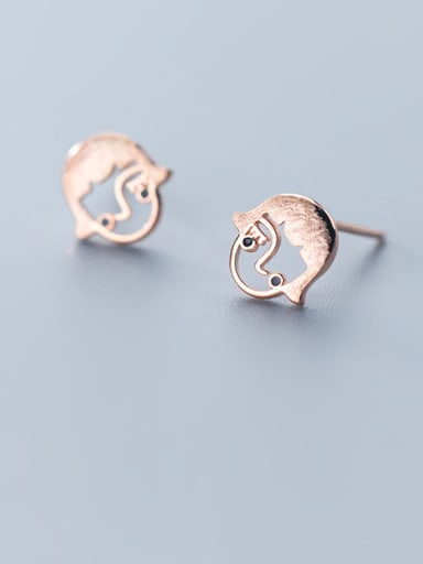 925 Sterling Silver With Platinum Plated Cute girl Stud Earrings