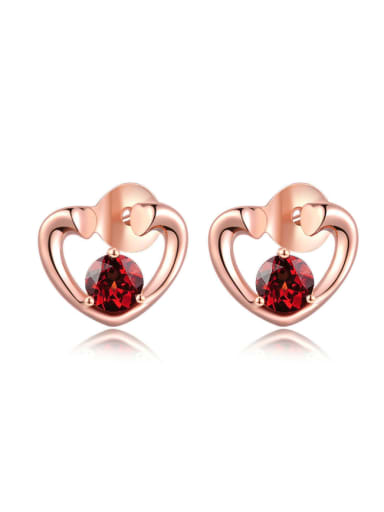 Heart-shape Natural Garnet Small Stud Earrings