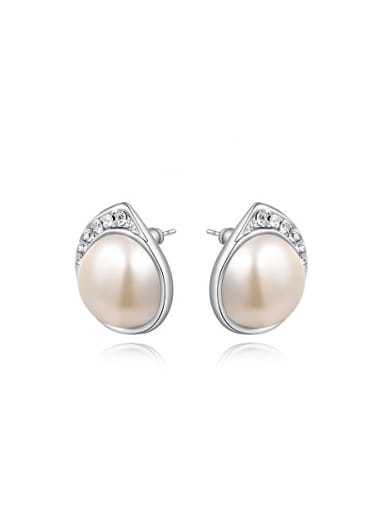 High-grade Geometric Shaped Artificial Pearl Stud Earrings