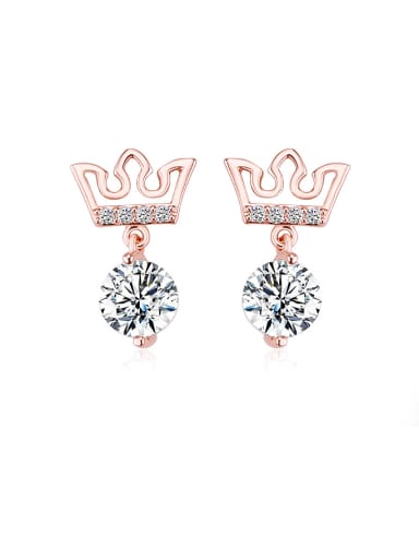 18K Rose Gold Crown Shaped Zircon Cluster earring