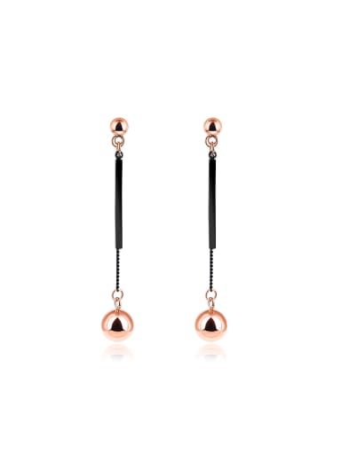 Fashion Rose Gold Plated Beads Titanium Drop Earrings