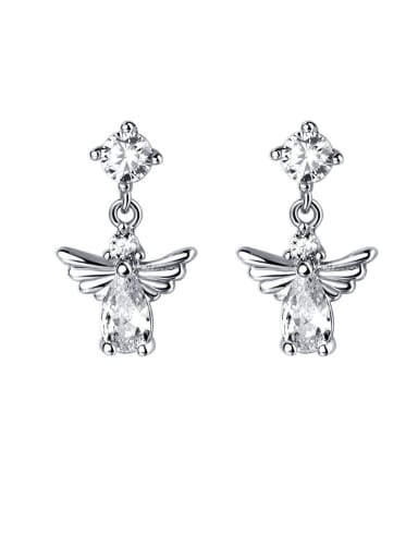 925 Sterling Silver With Cubic Zirconia Trendy Insect Drop Earrings