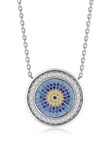 Fashion simple color AAA zircon circular pendant necklace