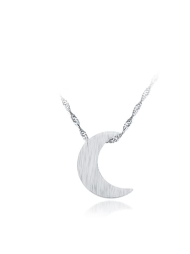 S925 Silver Drawing Moon Necklace