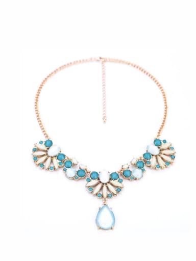Fashion Water Drop Artificial Stones Alloy Sweater Necklace