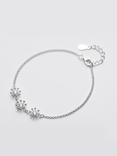 Fashionable Adjustable Flower Shaped S925 Silver Rhinestones Bracelet