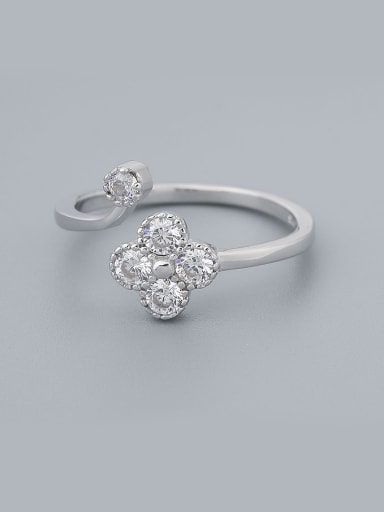 925 Silver Flower Zircon Ring