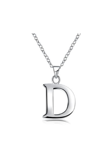 Simple Letter D Silver Plated Necklace