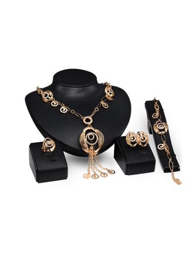 2018 Alloy Imitation-gold Plated Ethnic style Rhinestones Four Pieces Jewelry Set