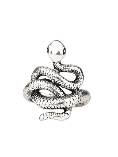 Punk style Personalized Snake Antique Silver Plated Ring
