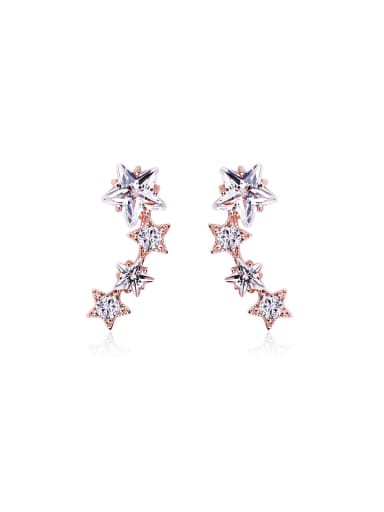 Exquisite Rose Gold Star Shaped Zircon Cluster earring