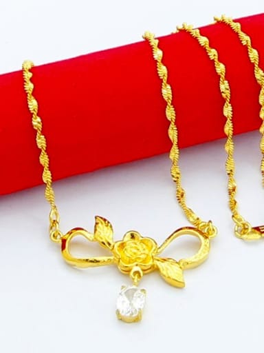 High Quality Gold Plated Rhinestone Flower Necklace