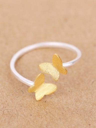 Simple Butterflies Silver Opening Ring
