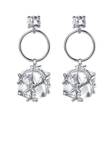 925 Sterling Silver With Cubic Zirconia Delicate Irregular Drop Earrings