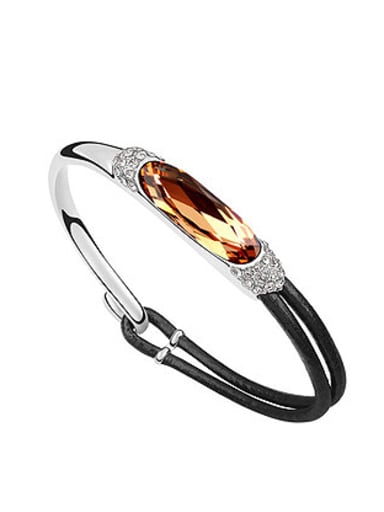 Fashion Oval austrian Crystal Alloy Artificial Leather Bracelet