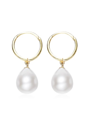 Fashion Water Drop Freshwater Pearl 925 Silver Earrings