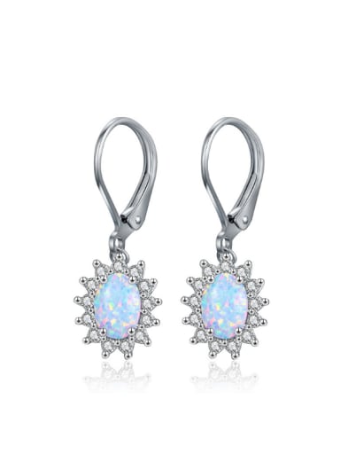 5*7MM Blue Opal White Opal Hook Earrings
