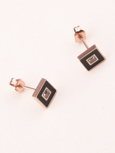 Simple Square Rhinestones Stud Earrings