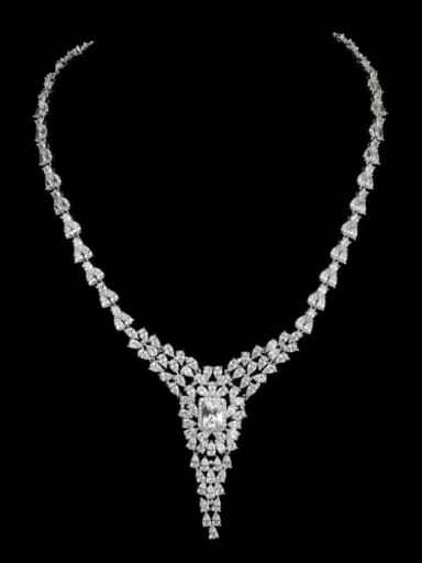 Copper inlaid AAA zircon bridal luxury Necklace