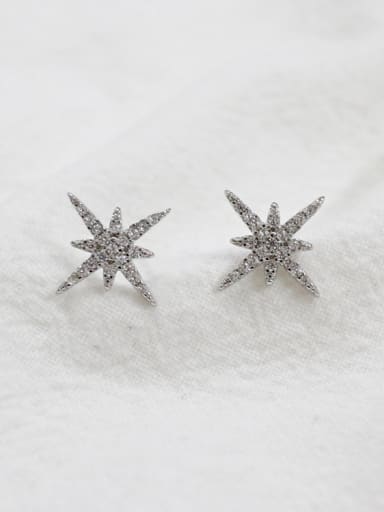 Fashion Cubic Zircon-studded Star Silver Stud Earrings