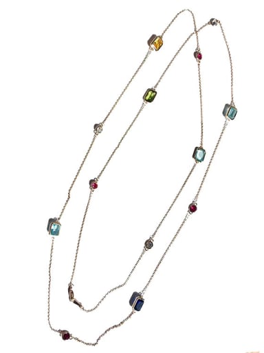 Long Double Layer Colorful Stones Women Necklace