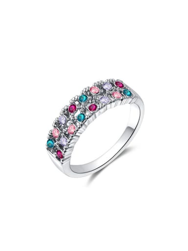 Exquisite Colorful Austria Crystal Geometric Shaped Ring