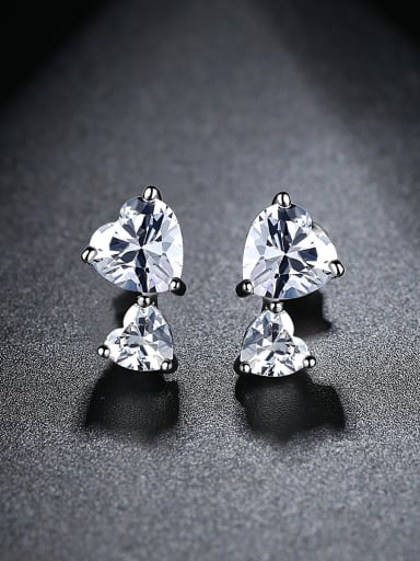 AAA zircon inlaid simple fashion style heart-shaped Earrings