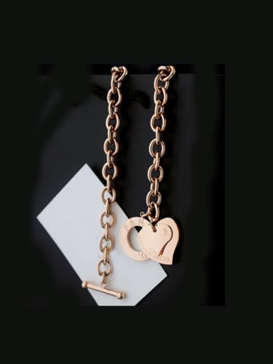 Double Heart-shape Pendant Fashion Titanium Necklace