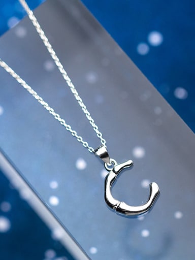 Sterling silver personality C-shaped necklace