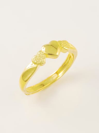 All-match Open Design Heart Shaped Gold Plated Copper Ring